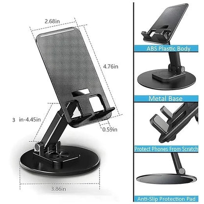360° Foldable, Adjustable, Universal Mobile Stand | Flexible Mobile Holder - METAL BASE